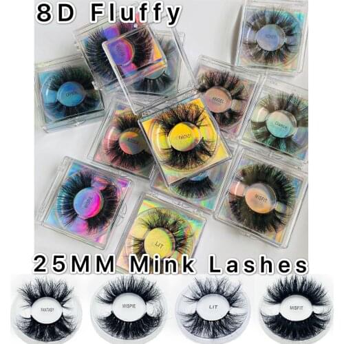 8D 1Pairs Fluffy 25mm Lashes Mink Eyelash extension Cruelty Free Eyelashes Messy Natural Long Thick False Eyelashes Extension