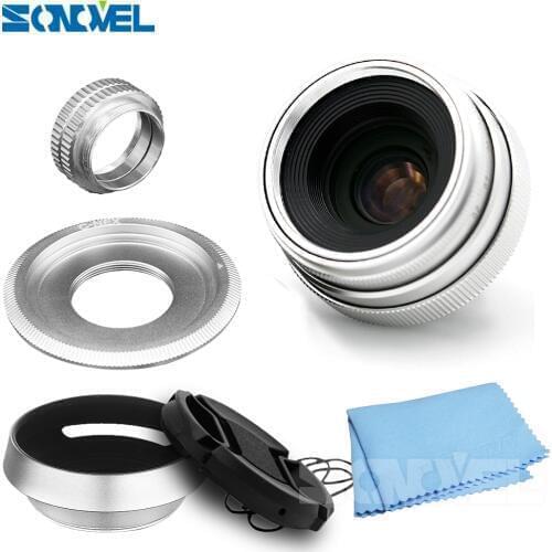Silver 35mm F1.6 CCTV Lens C Mount Camera Lens +Lens Hood kit For Sony NEX-5R NEX-F3 NEX-7 NEX-5N NEX-5C NEX-3 NEX-5 A6300