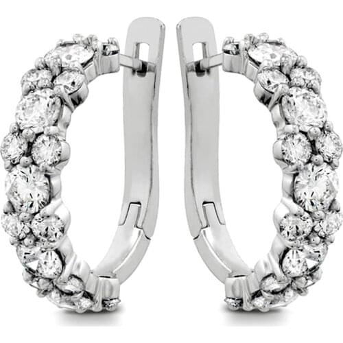 Huitan Brilliant Cubic Zirconia Hoop Earrings Women Wedding Engagement Circle Earrings High Quality Silver Color Fashion Jewelry