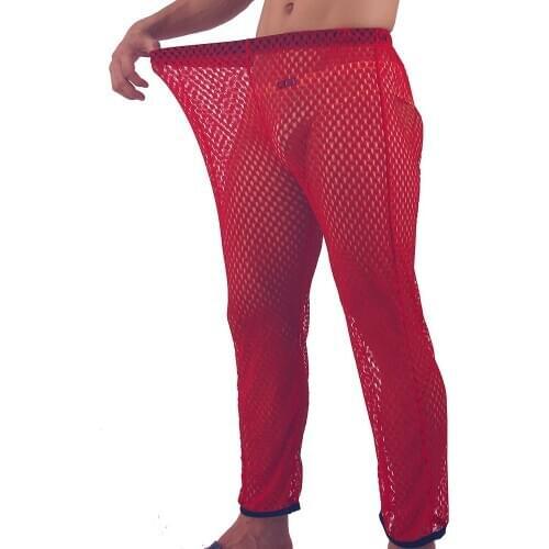 Mesh Men Pants Sexy Gay Mens Underwear Soft See Through Trousers Men Sheer Home Lounge Long Pants Men Sexy Gay Nightwear