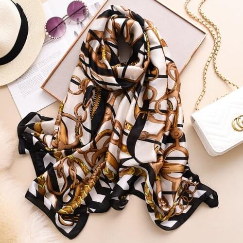 Fashion Aurumn Scarf Women Soft Silk Shawl Wrap Luxury Belts Printed Pashmina Foulard Brand Bandana Spain Designer Bufanda Mujer