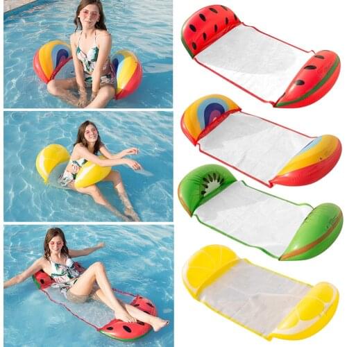 Foldable PVC Summer Floating Hammock Bed Middle Mesh Portable Swimming Pool Inflatable Backrest Reclining Chair