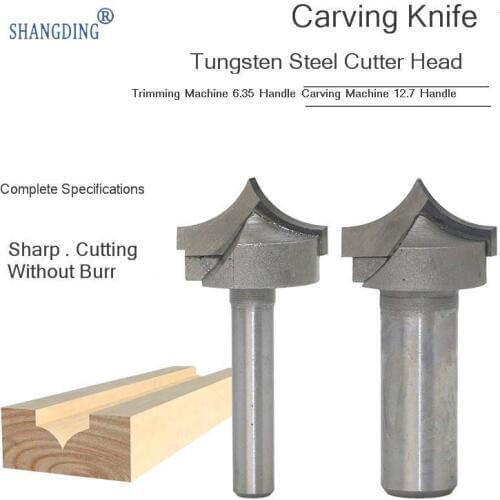 Carpentry A Sharp Tongue Carving Knife Trimming Machine Line Knife But Arc Knife Round Over Bit Milling Cutter 1/2-1/4 Handle