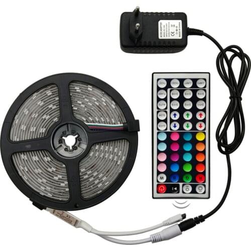 SDYK RGB LED Strip Light 2835 SMD 5M 60Leds/m Flexible Light Ribbon IR Remote Controller 12V 2A Power Adapter LED Tape