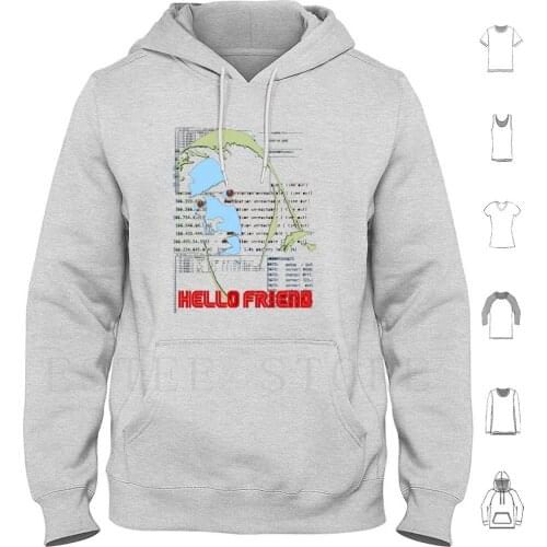 Hello Friend Hoodie Long Sleeve Elliot Alderson Mr Robot Robot Rami Malek Hacker Computer Tv Shows Fan Art