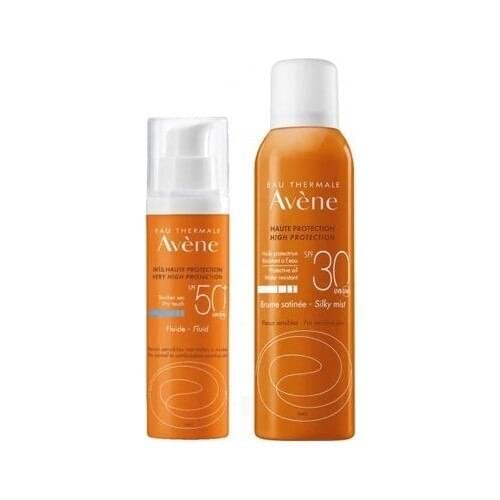 Avene Eau Thermale Fluide Spf 50 + 50 ml + Avene Brume Satinee Silky Mist Spf 30 + 150 ml