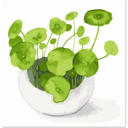 Lotus leaf flower vase green Flower arrangement Draw on canvas Digital Painting Famous paintings Abstract painting Color Narciss