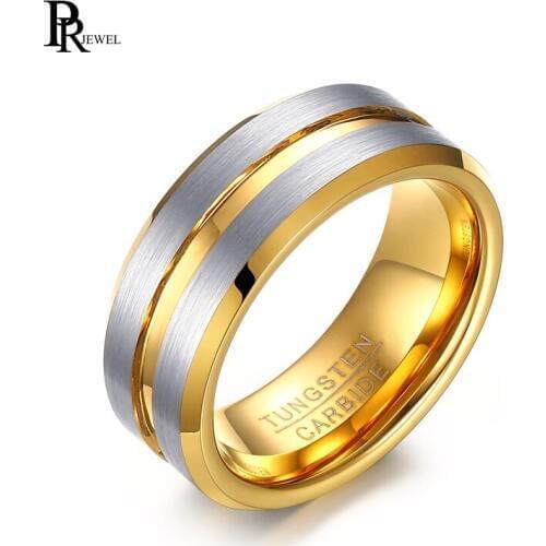 Tungsten Ring Fashion Silver Color and Gold Color Wedding Ring Sport Ring Band 8MM Tungsten Carbide Rings for Men Jewelry