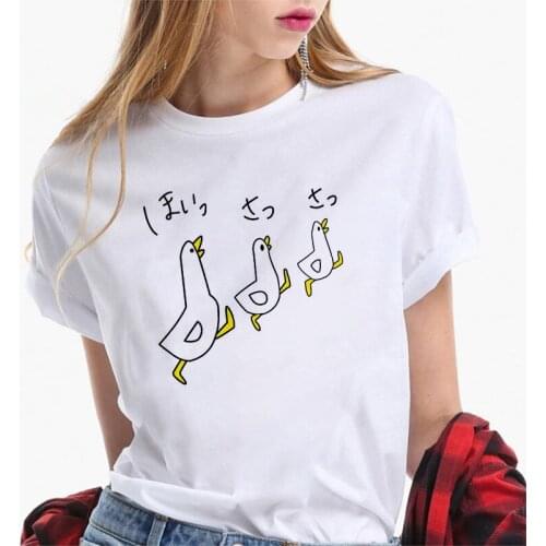 High Quality Funny duck Printing T Shirts Women Fashion Harajuku O-neck Tshirt Cute Casual 2021 New T-shirt Female Clothing Tops