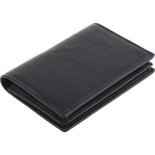 Y166 Men Black Leather Expandable Credit Card ID Business Cards Holder Wallet Case