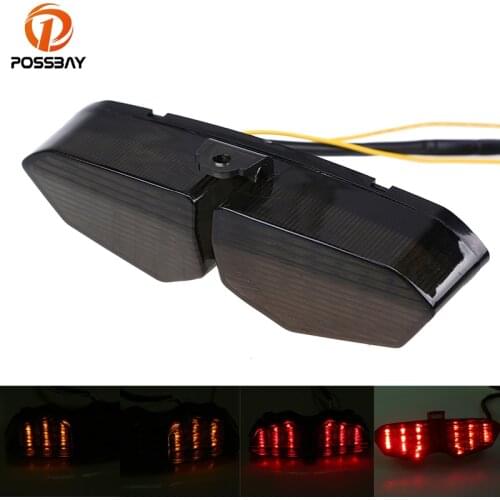 POSSBAY Motorcycle Tail Light Rear LED Scooter Turn Signals Lamp Scooter Brake Light Cafe Racer for Yamaha YZF R6 2003 2004 2005