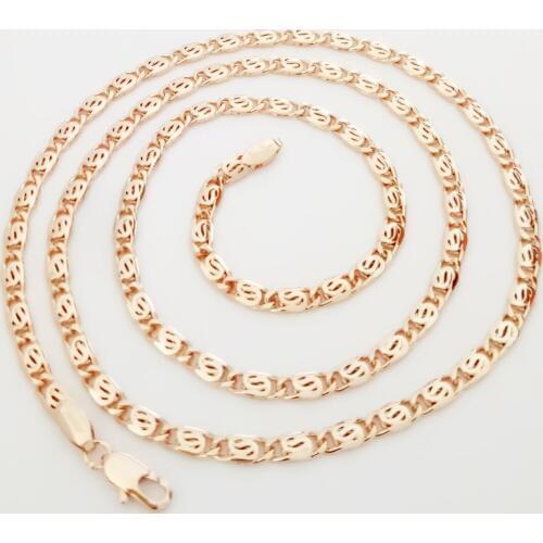 Women Necklace 585 Rose Gold Jewelry Women Bijouterie Link Chain Necklace 3MM 60cm Long Necklace Gift