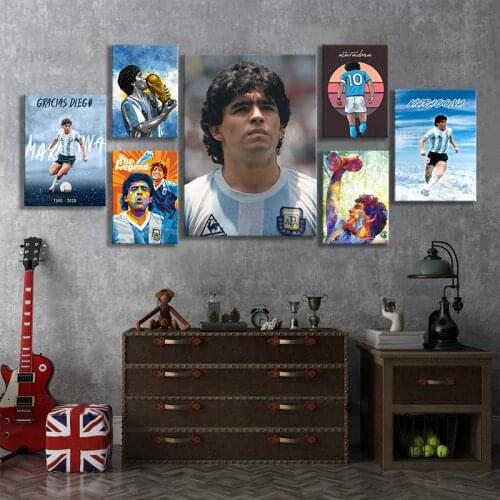 Football Star Diego Maradona Art Poster Sports Athlete Portrait Canvas Painting Home Decor Living Room Pictures Prints Frameless