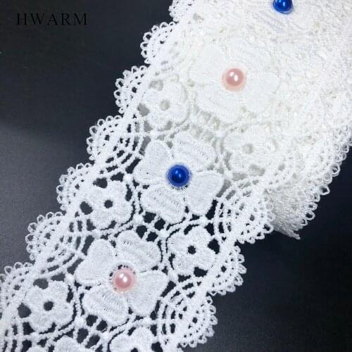 10yard 5.9cm 3d Lace Fabric Wirh Beads Sewing Trim Wedding Dress Decoration Embroidered Water-soluble Hollow Milk Silk Ribbon