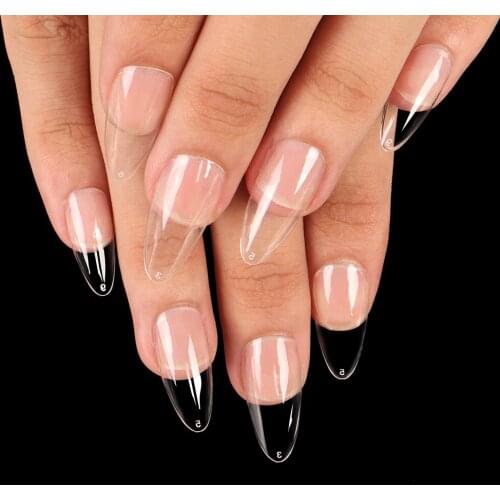 Fingerqueen 100Pcs Oval Full Coverage False Nails Acrylic Artificial Push-Type Nail Art Almond-Shaped Short Nail Tips Nail Tools