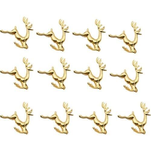 12Pcs Christmas Elk Deer Napkin Rings Gold Alloy Napkin Buckle Napkin Ring Holder Hotel Restaurant Wedding Party Dinner Table De