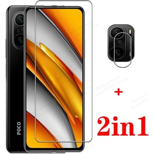 2-in-1 glass poco f3 camera lens screen protector for xiaomi poco f3 f 3 case pocophone f3 pocof3 smartphone protective cover