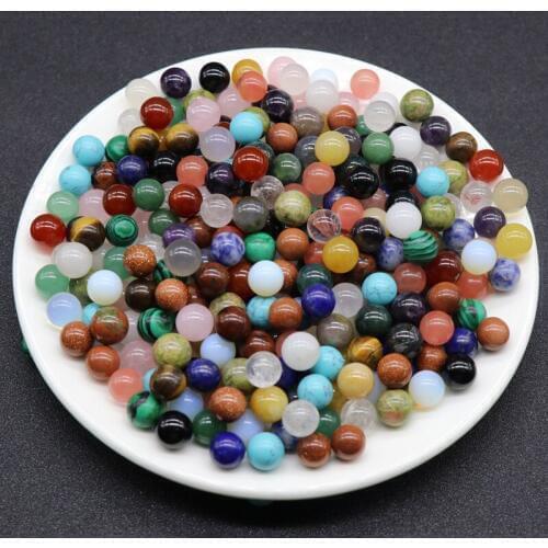 20pcs/bag Natural Stone Non-Porous Round Beads 10MM Crystal Agate Non-porous Round Beads Loose Beads DIY Stone Jewelry Material