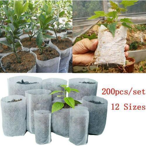 200PCS Biodegradable Non-woven Nursery Bags Plant Grow Planting Seedling Pots Paper Maker for Plants Pouch Home Garden Supply