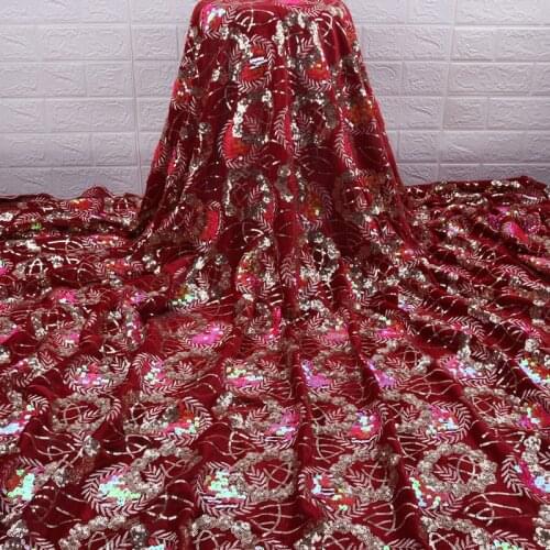 2019 Sequins Velvet Lace Fabric High Quality African Lace Fabric Sfot French Lace Fabric For Wedding Daily Wear A1753