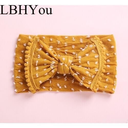 2019 Fashion Baby Girls Polka Dot Prints Width Nylon Headbands Shabby Bows Soft Turban Head Wraps Hair Accessories