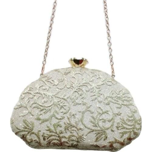 2020 women embroidery evening bags egg shaped banquet wallets with chain wedding clutch purse drop shipping MN1654