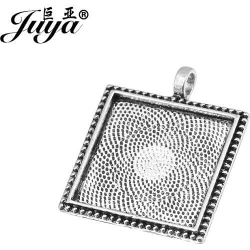 30PCS Square Pendant Base 25mm Metal Alloy Blank Tray Charms For Jewelry Making Accessories Necklaces Or Keychains Components