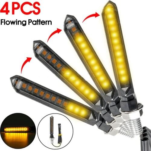 4pcs Motorcycle 12 Yellow LED Turn Signal Light Flowing Water Indicators Lamp Waterproof For Scooter ATV Street Bike Parts