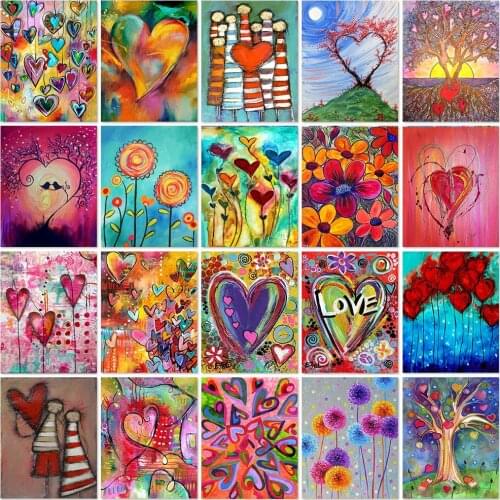 Full Round Drill 5D Love Heart Diamond Painting Cross Stitch Colorful Love Heart Embroidery Mosaic Kit Wall Decor Handcraft Gift