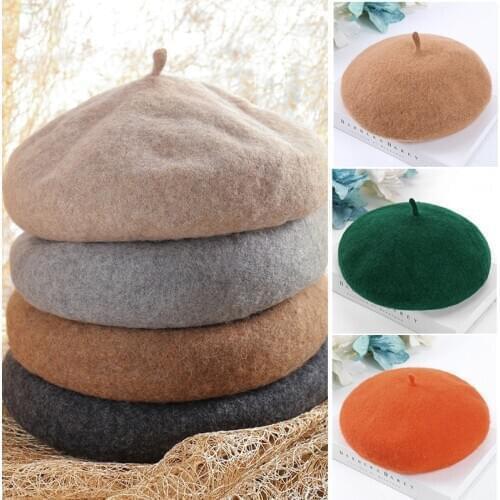 French Style Winter Wool Beret Hat For Women Ladies Fashion Solid Color Beret Caps For Outdoor Winter Boinas Para Mujer 2020