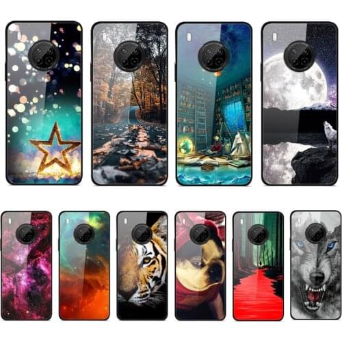 Case For Huawei Y9A Phone Case Tempered Glass Case Back Cover With Black Silicone Bumper