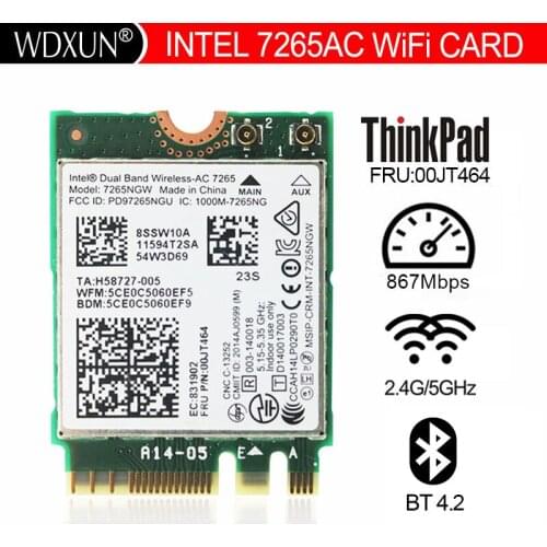 Dual Band network card 7265AC 2.4g 5g wireless-AC 7265 802.11ac 867M BT4.0 00JT464 04X6030 T450 X250 Linux/Win7/Win8/Win10/AP