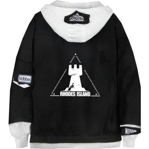 Game Arknights denim Jacket Rhodes Island Cosplay Costume men women black thick Coat casual Hoodie Outwear Uniform Jackets