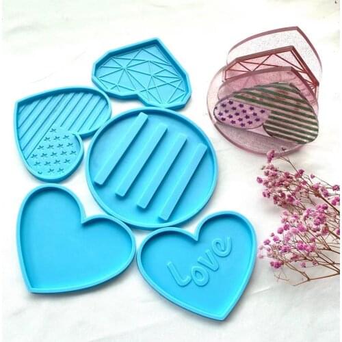 Love Heart Coaster Resin Molds Coaster Molds Coaster Stand Storage Molds Silicone Molds for Epoxy Resin Casting Home Decoration