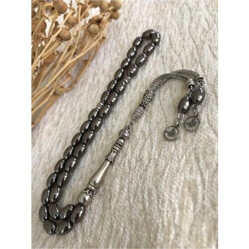 Hematite Stone Beyzi Cut Natural Tasbih rosary is the most beautiful and original accessory very special gift muslim islam