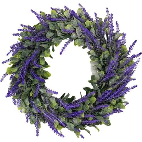 33cm/40cm Artificial Lavender Wreath Garland Wedding Party Front Door Wall Hanging Decor Simulation Phoenix Leaf Wreath Ornament