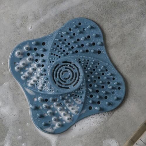 TPR Floor Drain Strainer Water Hair Stopper Bath Catcher Shower Cover Kitchen Bathroom Anti Clogging,13cm x13cm,1pc