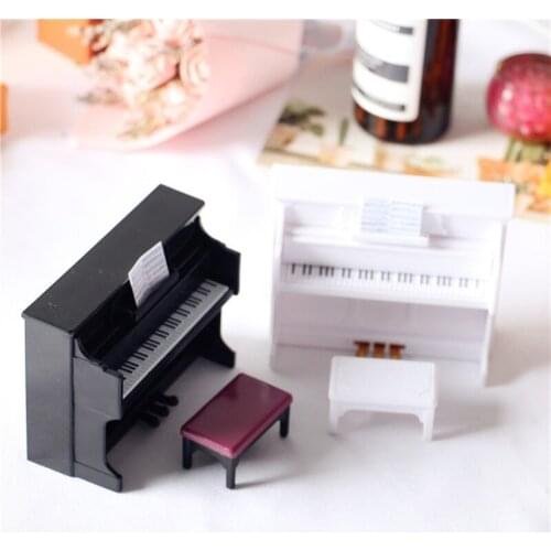 J60B 1/6 1/12 Interactive Toy Realistic Piano Stool Figurine Miniature Piano Family Playset Mini Toy Figure for Home Decor