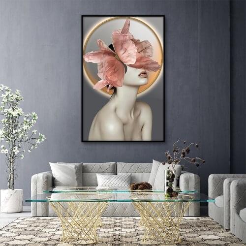 Nordic Lady Art Canvas Painting Modern Light Luxury Style Picture Living Room Decoration Poster For Home Decor Wall Painting