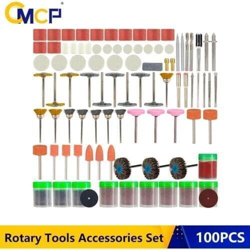 CMCP 100pcs Abrasive Rotary Tool Accessories Set Electric Mini Drill Bit Kit for Dremel Sanding Polishing Cutting Engraving Tool