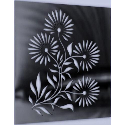 Square cut out Flower acrylic wall mirror stickers , 3D decorative mirror sticker for weeding bedroom deco