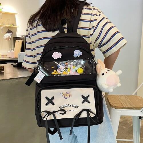 Women Cute Backpack High Capacity Female Harajuku School Bag College Lady Kawaii Cartoons Backpack Fashion Book Girl Bag Student