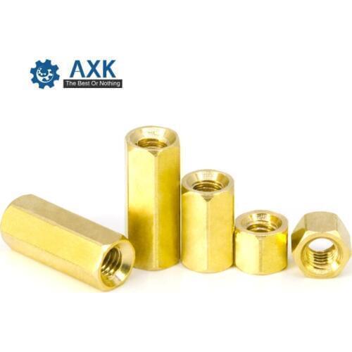 Coupling Nuts Copper 50pcs/lot M3 M4 M5 M6 Long Hex Thick Stainless Steel Stainlness Axk Electrical 20cm X 5cm (7.87in 7.87in