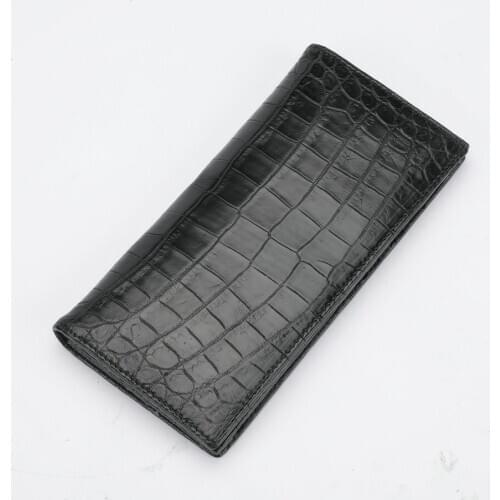 One-piece Genuine Crocodile Belly Skin Businessmen Suits Clutch Wallet Authentic Alligator Leather Lining Male Long Card Purse