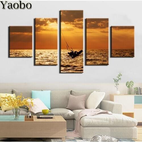 5pcs/set Diamond Painting"Surfing Landscape"Full Square round drill diy handwork Embroidery mosaic Cross Stitch diamond art