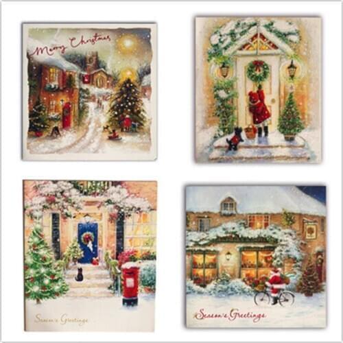 Diy Diamond Painting Vintage Christmas Greeting Card Set Full Square/Round Drill 3D Embroidery Cross Stitch Mosaic Home Decor