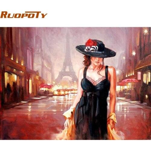 RUOPOTY Frame Figure Painting Paris Street Women DIY Painting By Numbers Modern Canvas Painting For Unique Gift Decor 40x50cm