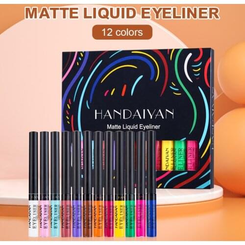 12 Colors Matte Liquid Eyeliner Pen Set Waterproof Long-Lasting Smudgeproof Eyeliner Pen for Party Club Wedding Daily Wear