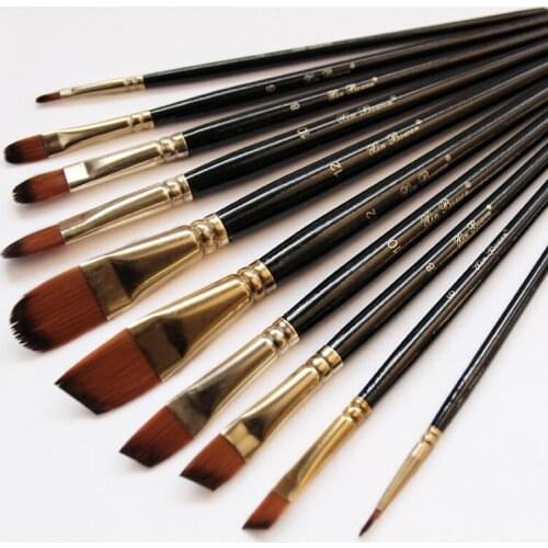 5Pcs/set Nylon Hair Oil Paint Brush Set Round Flat Brush Acrylic DIY Watercolor Pen For Artists Painters Beginners