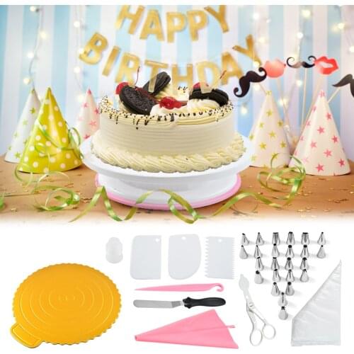 New Cake Stand Turntable Rotating Base Cake Plastic Dough Knife Decorating Cream Cakes Stand Set Cake Rotary Turntable Tool